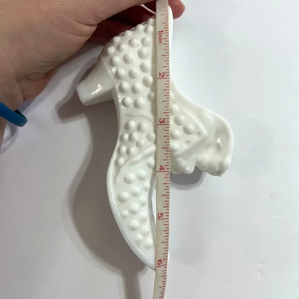 Vintage Fenton Victorian Hobnail White Milk Glass Shoe Slipper Boot Cat Kitten